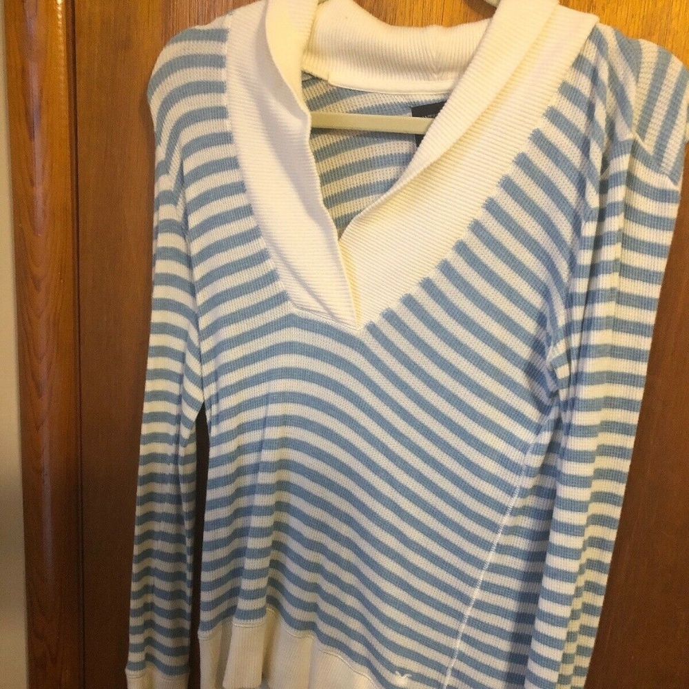 american eagle blue waffle knit cowl neck sweater
